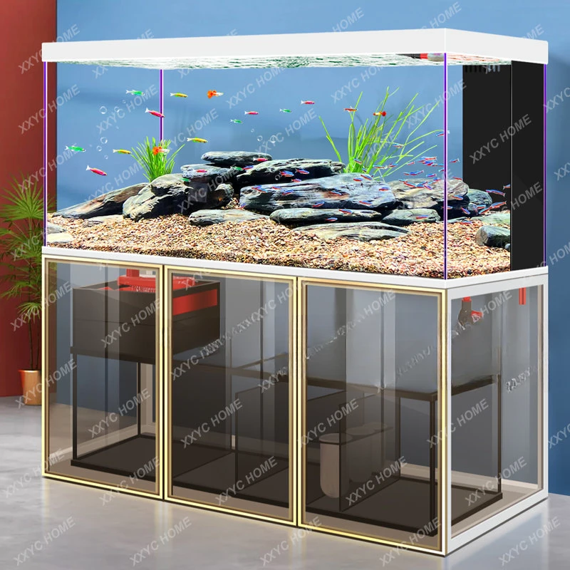 Super White Glass Industrial Wind Dragon Fish Tank Fish Tank Living Room Small Bottom Filter Change Water Ecological Aquarium