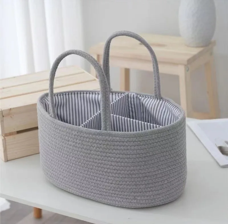 1pc Multifunctional Travel Out Portable Mommy Bag Cotton Rope Diaper Bag Diaper Storage Bag Baby Diaper Storage Basket