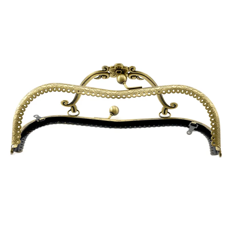 25Pcs Bronze Tone Flower Pattern Metal Arch Frame Kiss Clasp Lock Purse Bag Handbag Handle Wholesale 21x15cm(8 2/8