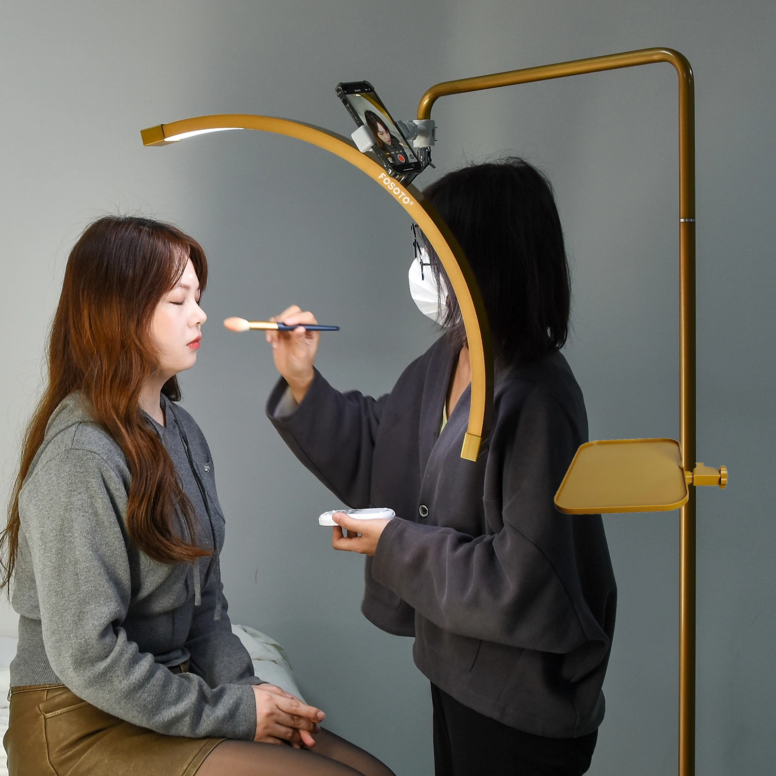 Fosoto Y16ビューティーサロン照明、ハーフムーン型ランプ、リモコン付き、タトゥー、ビューティーサロン、まつげエクステ、メイクアップ用