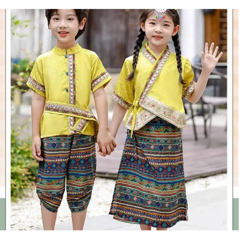 Thai Boy Suit Summer Children Vintage Cloth Girls