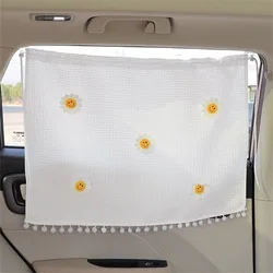 Suction Cup Waffle Cloth Curtain In The Car Window Sunshade Cover Cartoon Side Window Sunshade UV Protection For Kid Baby