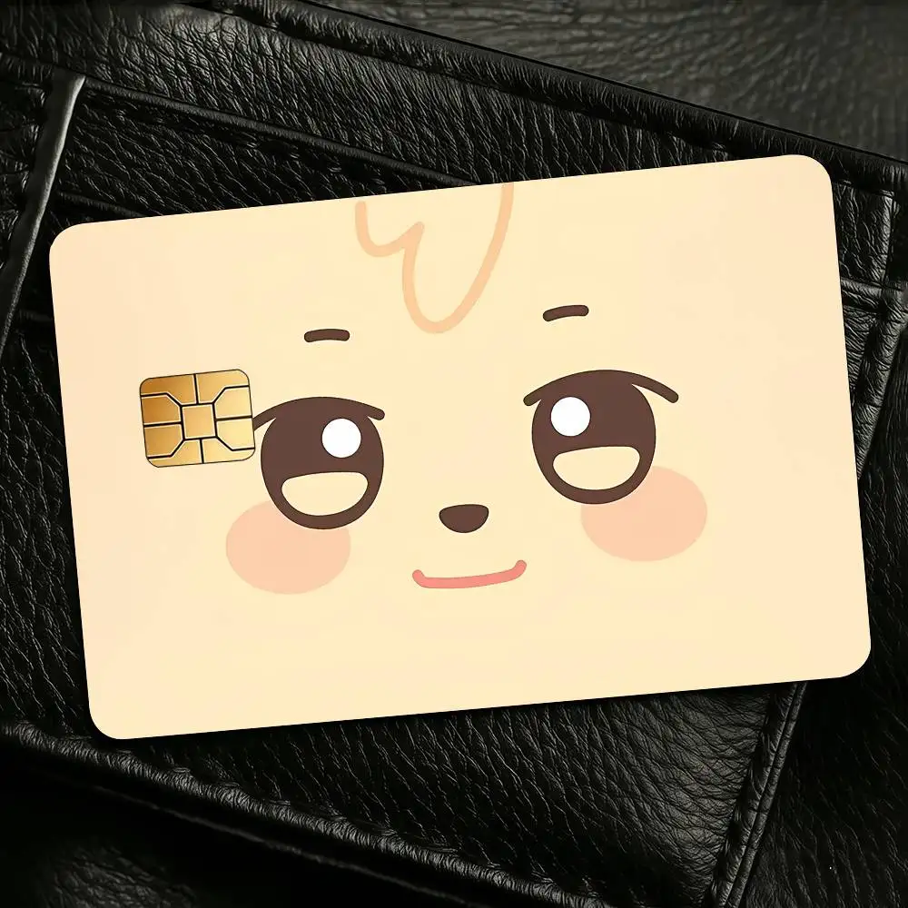 Cute A-ANITEEZ Cartoon Credit Skin Cover Card Stickers 4PCS Film Bus Pass Front Decoration Bank Debit Waterproof