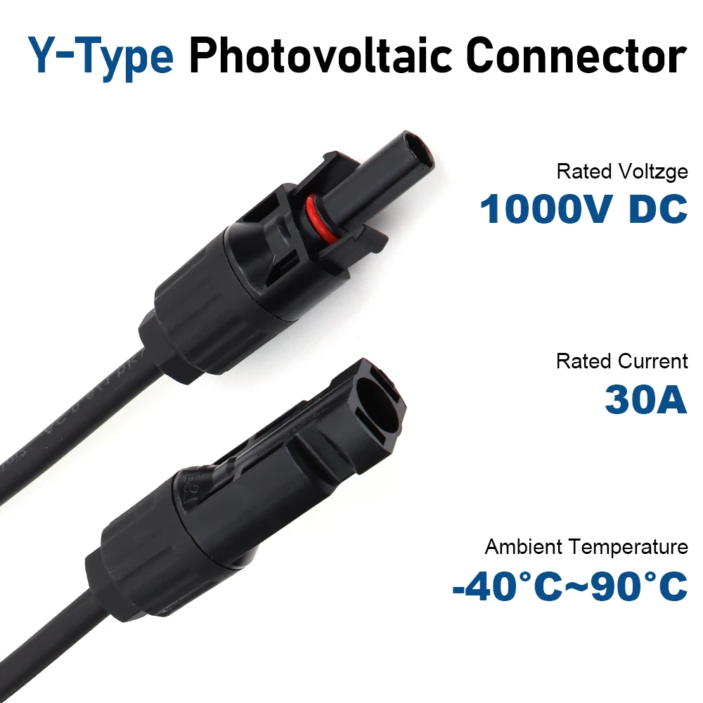 1 Pair 3 To 1 Connector 3Y Solar Photovoltaic System Panel DlY Cable Wire Adapte YType Branch Plug Connector