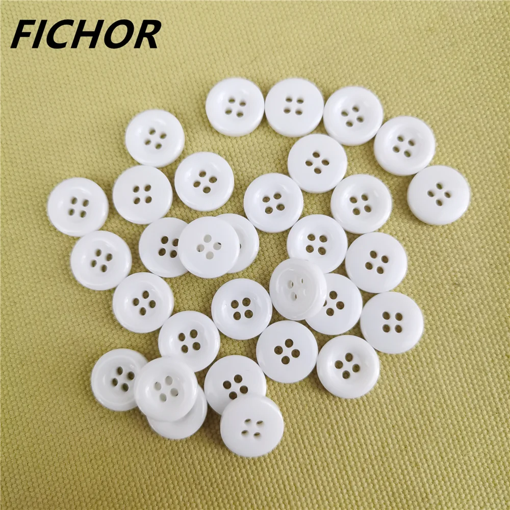 30/50pcs 11mm 4 Hole Milky White Round Resin Buttons Cute Fashion Clothes Button For Handmade Scrpbooking Craft Accessories