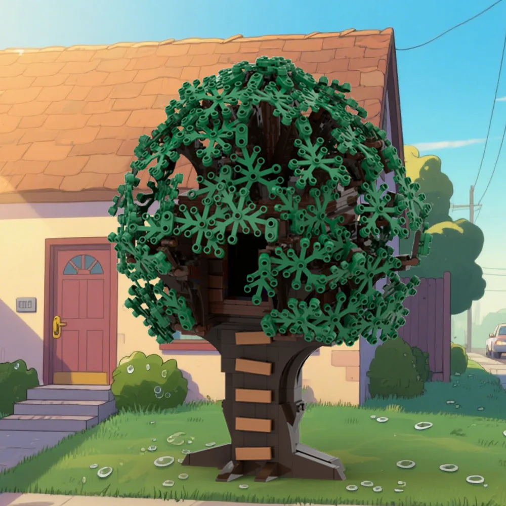 MOC-220588 مكعبات بناء بيت شجرة بارت لعبة هدية عيد ميلاد للأطفال