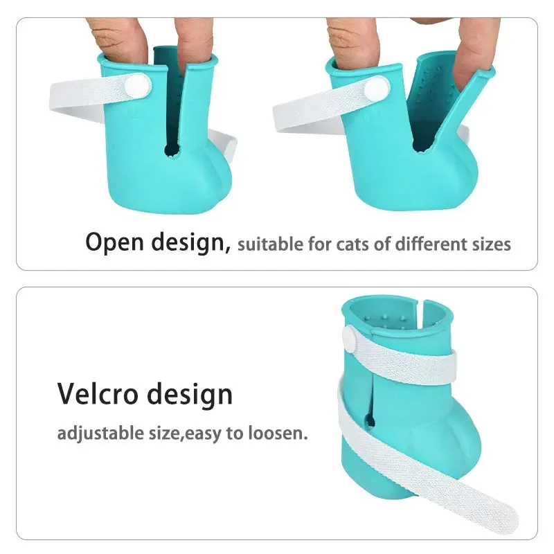 Cat Bath Foot Cover 4pcs Set Multifunctional Silicone Cat Claw Cover Anti-scratch Anti-scratch Bathing Magic Cat Shoes