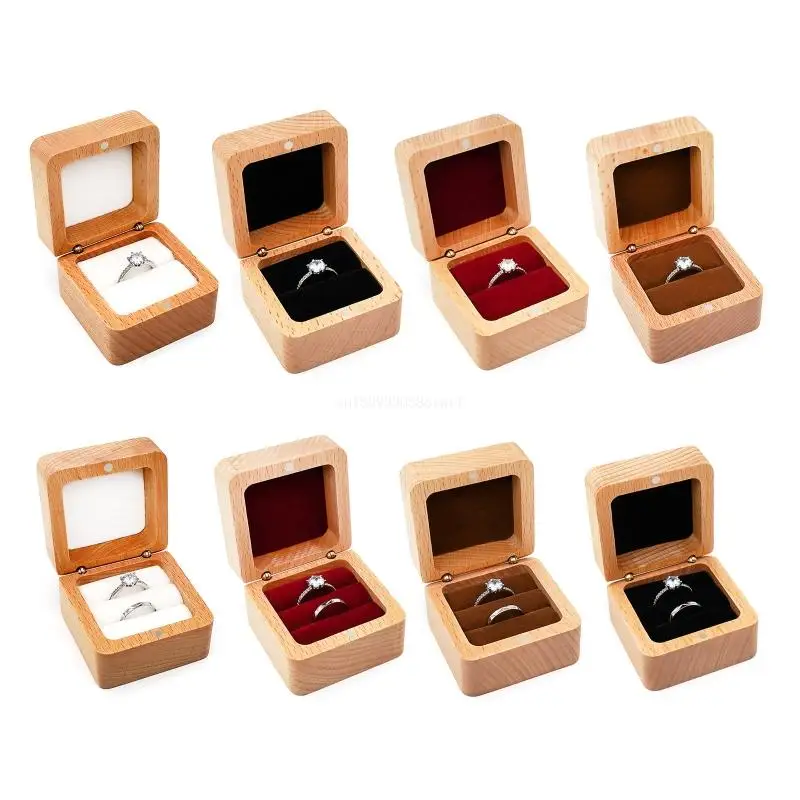 Wooden Jewelry Gift Box Small Rustic Engagement Ring Box Portable Jewelry for Case Ring Box Handmade Antique Ring for Dropship