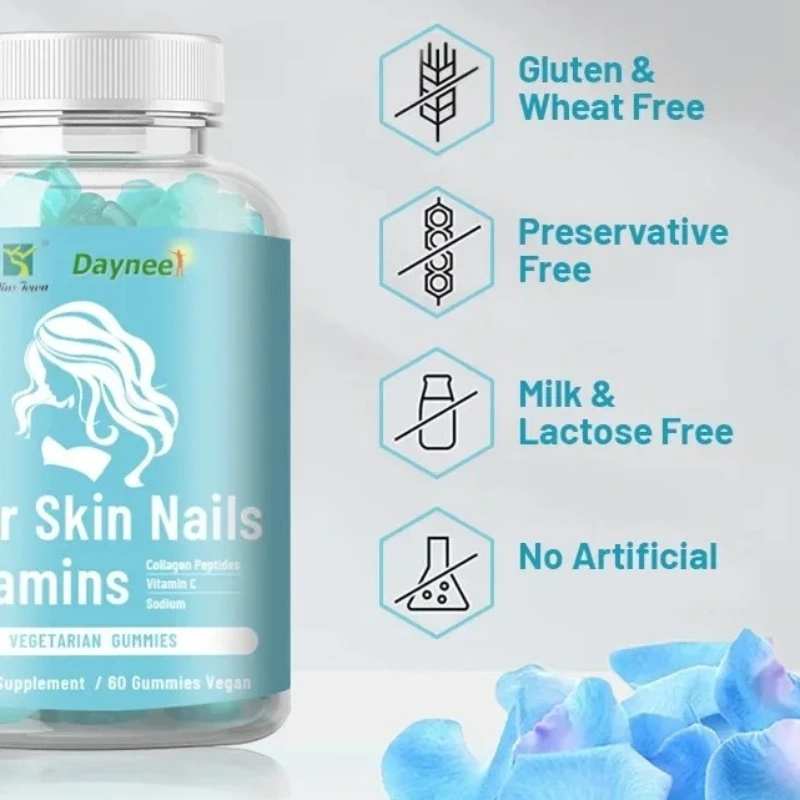 

Биотинные мармеладные мармеладки, способствующие сбалансированным питанием, способствующие росту волос, здоровой кожи и ногти и балансирующие кишки microbiota.