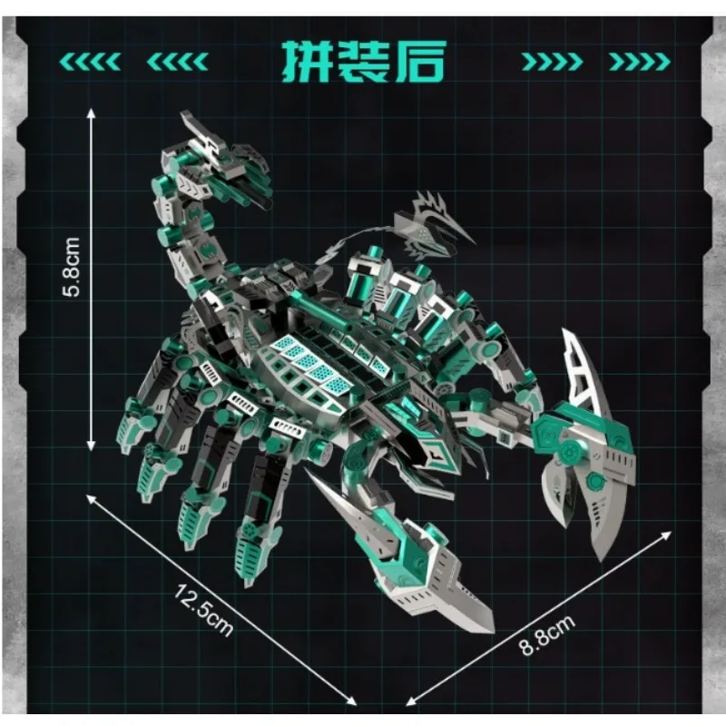 DIY 3D Metal Puzzle Building Blocks for Adults Kids Difficulty Green Devils Scorpion Insect Laser Cut Unassembled Jigsaw Toys