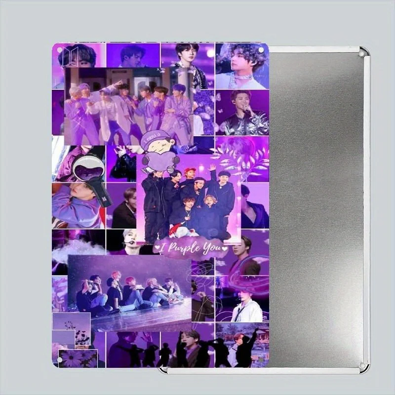 Purple Passion K-Pop Metal Tin Sign - Vintage Korean Group Poster with Stage Outfits & Performances - Deep Purple Background -