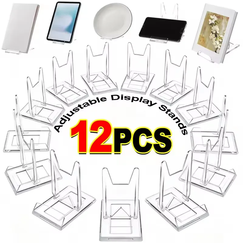 

Clear Acrylic Plate Stands Plastic Stand Adjustable Decorative Plate Holder for Display Pictures or Plate Home Office Supplies