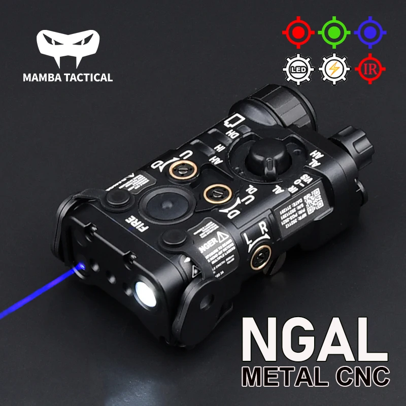 Airsoft Tacticla NGAL Metal Hunting Pointer Upgrade Version NGAL Red Green Blue Dot IR Laser Sight White LED Strobe Flashlight