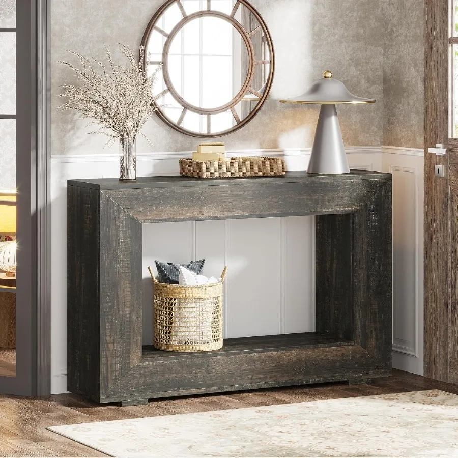 

Farmhouse Console Table 47 Inches Entryway Console Table with Storage Industrial Hallway Accent Table for Living Room Entrance