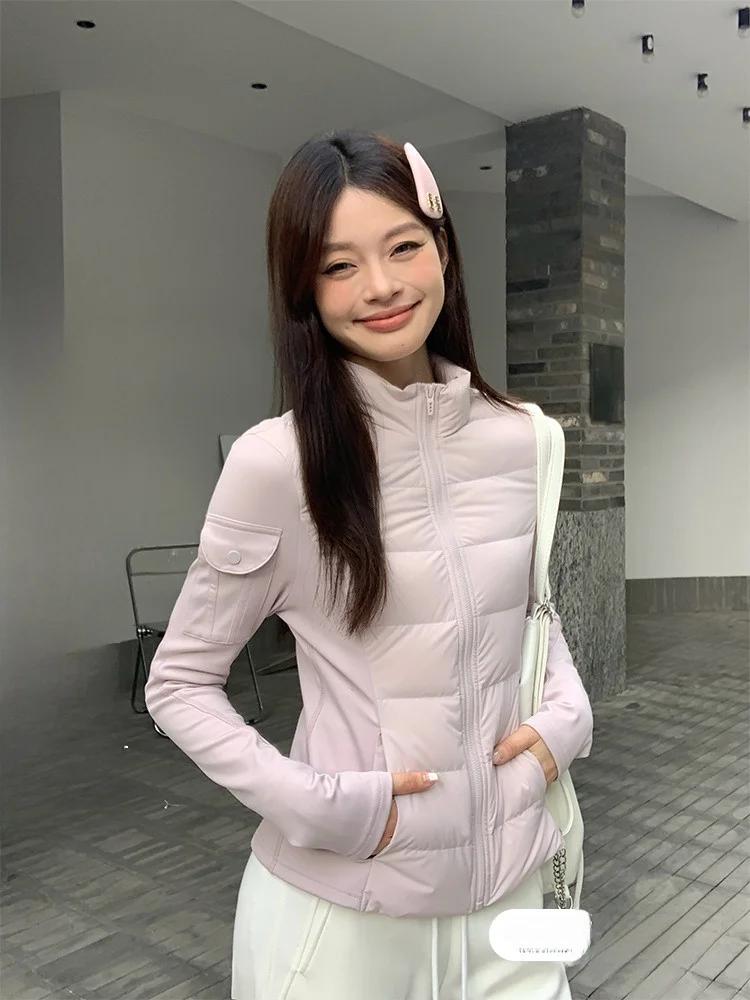 

Song Zhengen Pink ort Lightweight Ribbed down Jaet Women's Winter Warm Slim Korean Sle Du down Inner Coat Trendy