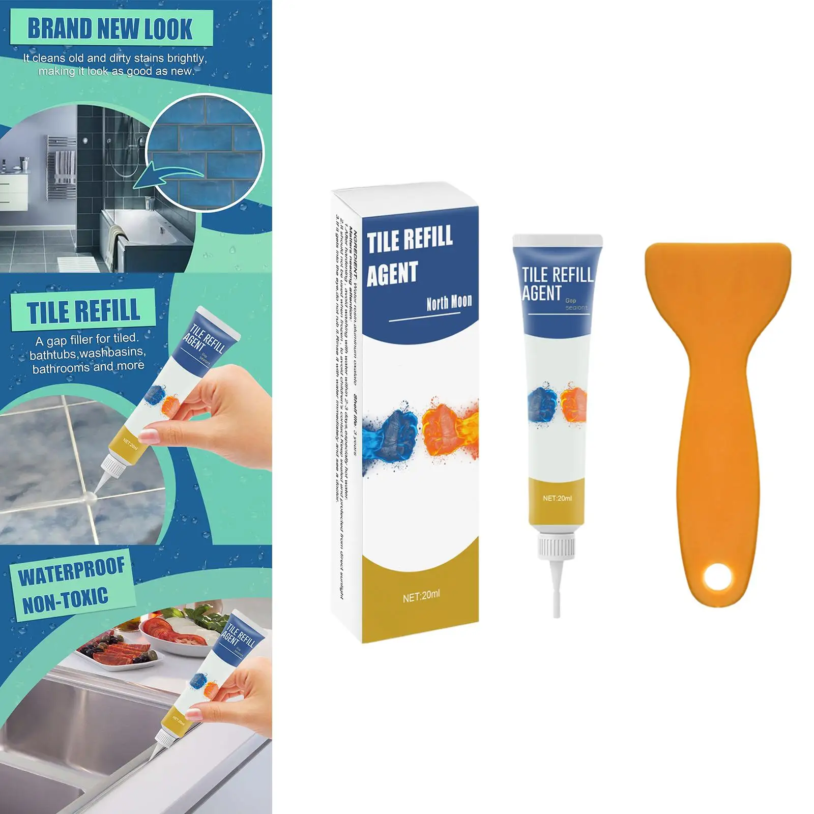 Professional Tile Grout Repair Kit with Scraper - Easy Application and Strong Adhesion