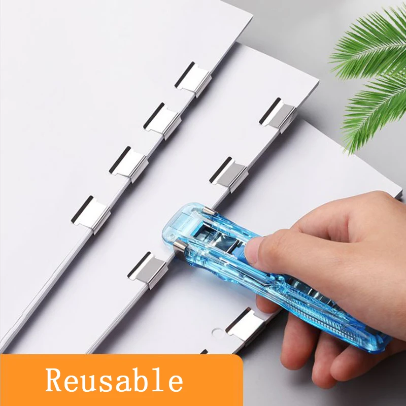 New Hand Paper Clipper With Refills Metal Stapler Paper Clips For Document Binding Office School Stationery 3 Styles