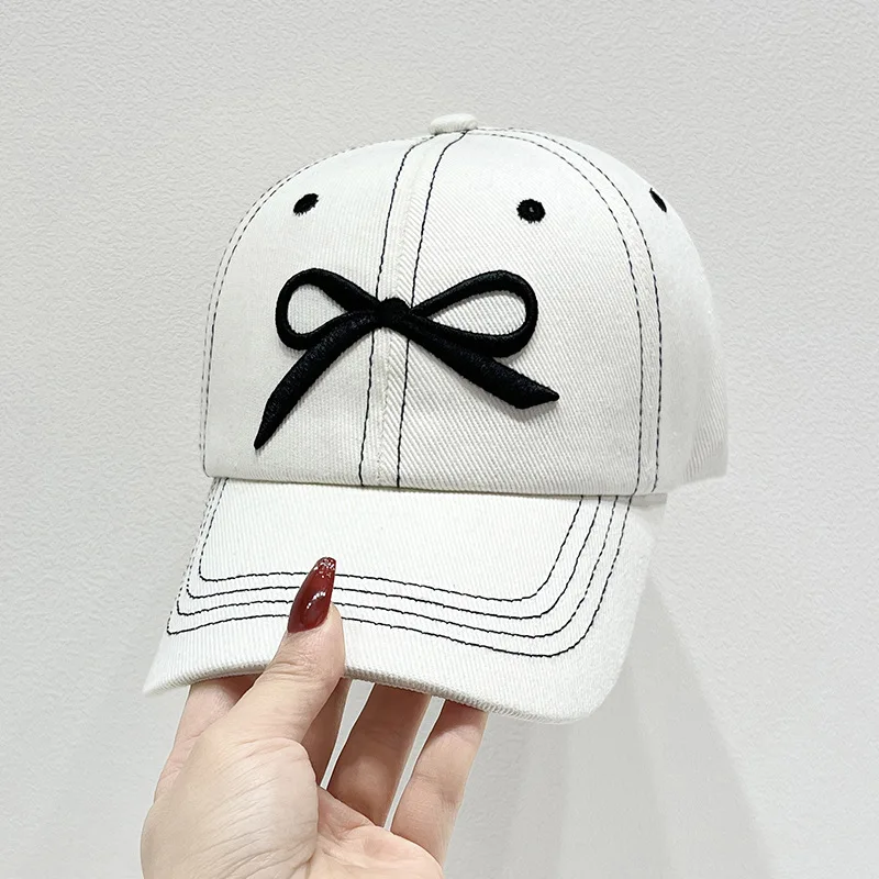 USPOP Women Korean Style New Soft Top Sweet Bow Cotton Baseball Cap Spring and Summer Sunshade Cap