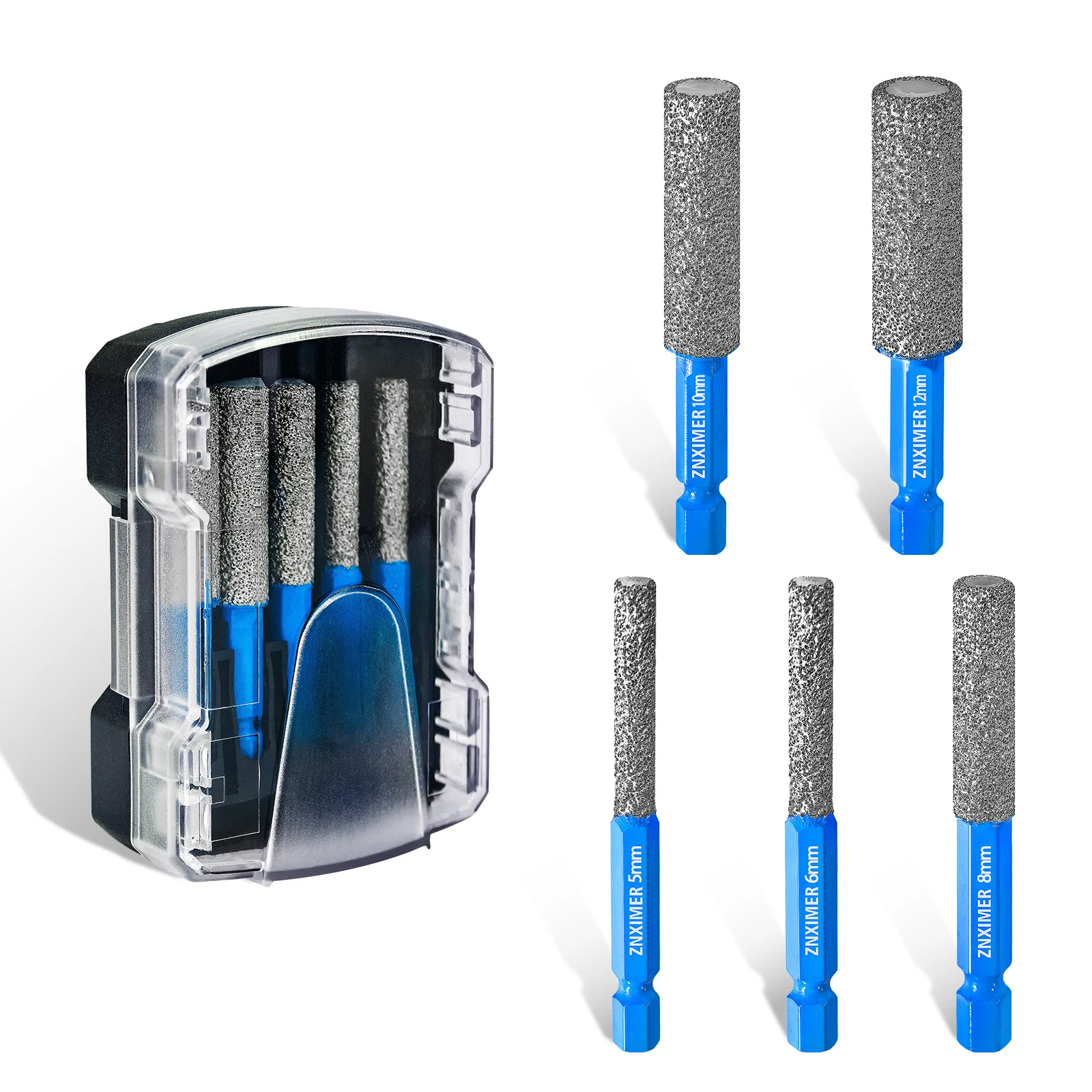 

Набор алмазных сверл, алмазное сверло ZNXIMER для керамики, стекла, фарфора, мрамора, гранита, с универсальным сверлением и фрезерованием