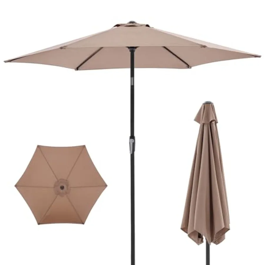 

9FT Patio Umbrella with Tilt and Crank Button Sturdy Ribs Waterproof, 9Feet Patio Table Umbrella Perfect for Poolside, Terrace,