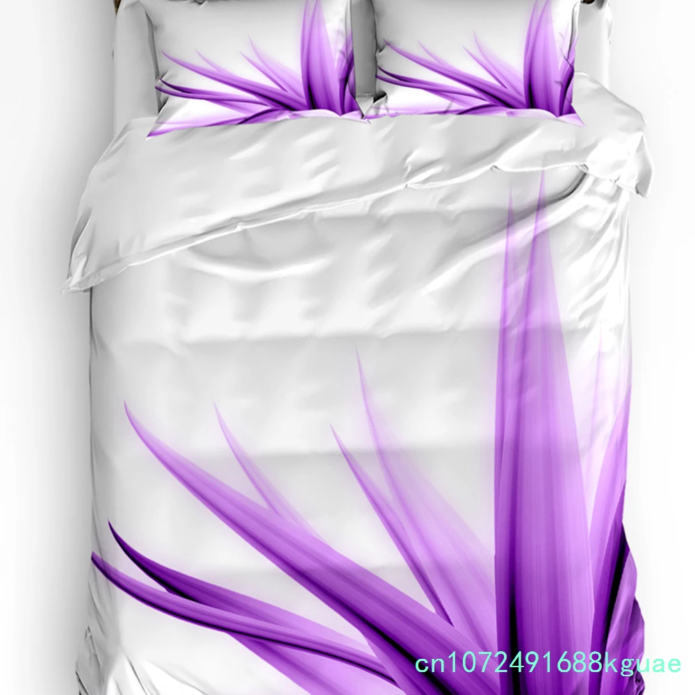 Lilac Flowers Abstract Desktop Art 3pcs Bedding Set For Bedroom Double Bed Home Textile Duvet Cover Quilt Cover Pillowcase