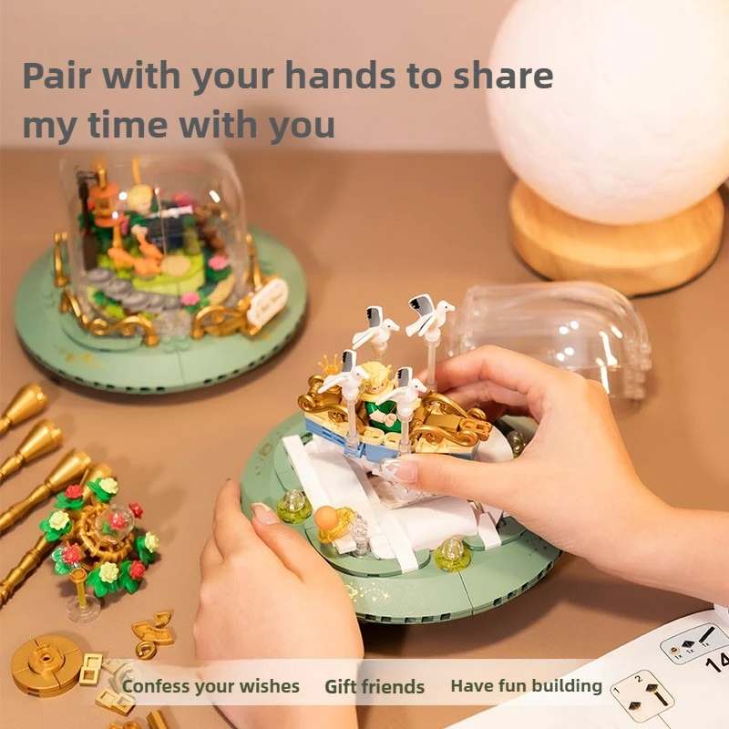 어린 왕자 시간 모래 시계 80 주년 기념 빌딩 블록 퍼즐 조립 모델 장난감 어린이 선물 빌딩 블록