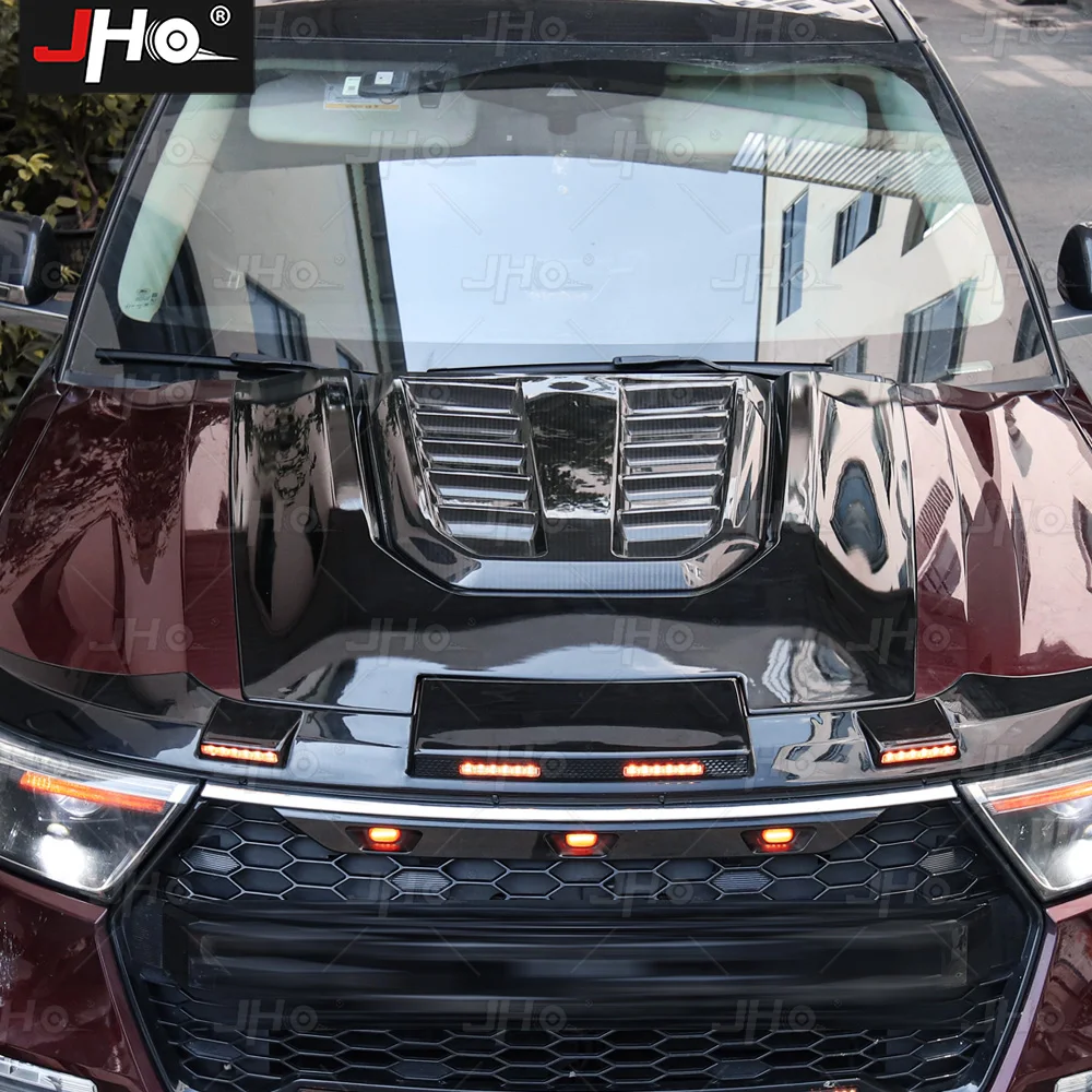 JHO Carbon Grain Front hood Scoop Wrap Model Hoods with Insert Fits For Ford Explorer 2020-2022 Exterior Accessories