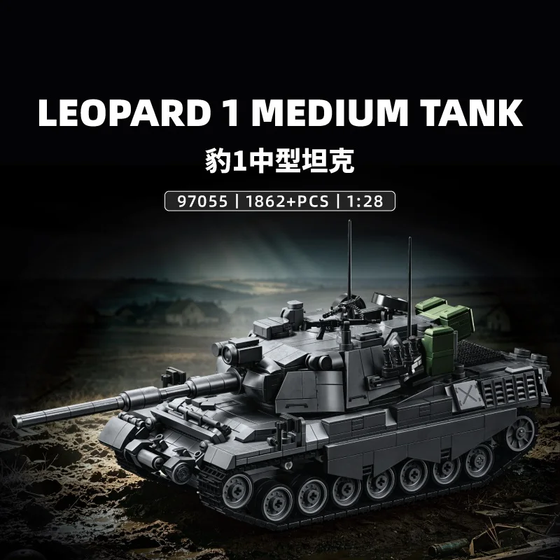 1862pcs Leopard 1 Main Battle Tank Military Model Building Blocks Gift for Boys Educational Decoration Toy Soldier Collectible