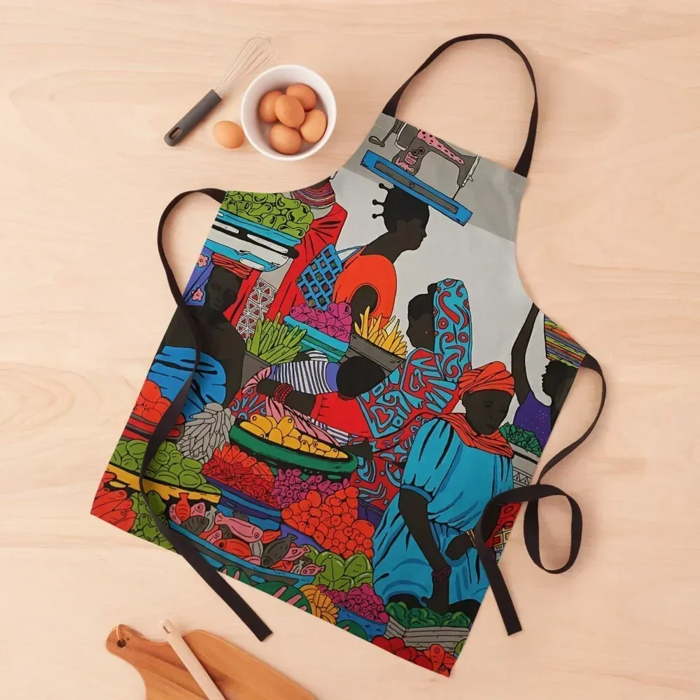 

African Marketplace 5 Apron Customizable Kitchen Women Bib For Kitchen Customizable Woman Apron