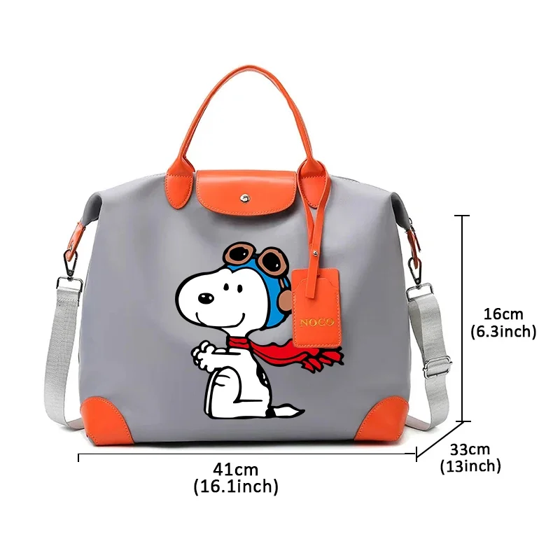 Snoopy กระเป๋าสะพายไหล่แฟชั่นความจุขนาดใหญ่กระเป๋าออกกําลังกายแบบพกพาสาวกันน้ําว่ายน้ํากีฬากลางแจ้งเดินป่าตั้งแคมป์กระเป๋าถือ