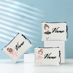 Ballet Cosmetic Bag, Nome Personalizado, Solteiro, Sacos De Batom, Artigos De Higiene Pessoal De Beleza, Organizador De Viagem, Bolsa De Armazenamento De Lavagem, Presente De Aniversário