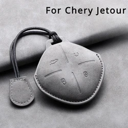 Leather Car Remote Key Case Cover Shell for Chery Jetour Dashing X-1 Plus DTC IDM 2022 2023 Auto Key Fob Protection Keychain