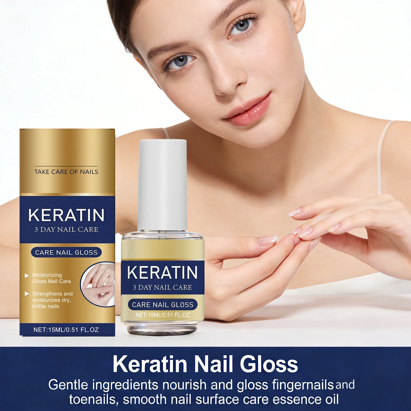 

Keratin Nail Gloss 3 Day Nail Care Nail Repair Strengthen Improve Yellowing and Thickening Long Lasting Repair Brittle Thin Nail
