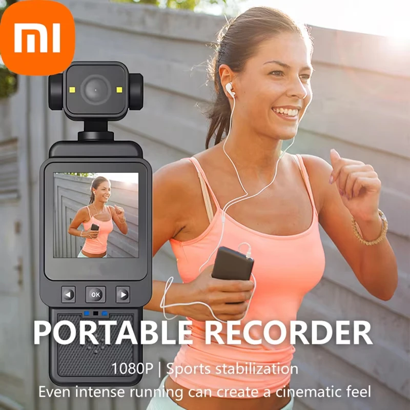 كاميرا Xiaomi 4K Pocket Action كاميرا فيديو رياضية عالية الدقة 180 ° جهاز تسجيل واي فاي مثبت على الدوران ومسجل فيديو خارجي محمول