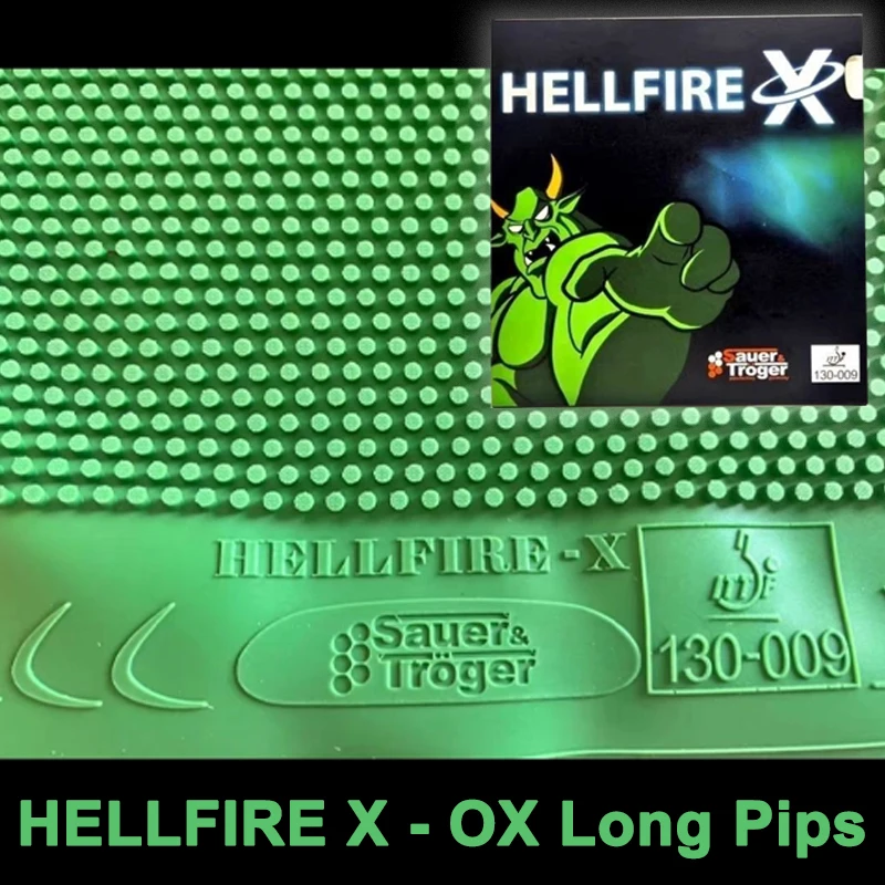 

HELLFIRE X Green OX Long Pips Резиновая ракетка для настольного тенниса среднего размера Супермягкая резиновая крышка для ракетки для настольного тенниса Одобрено ITTF 130-009