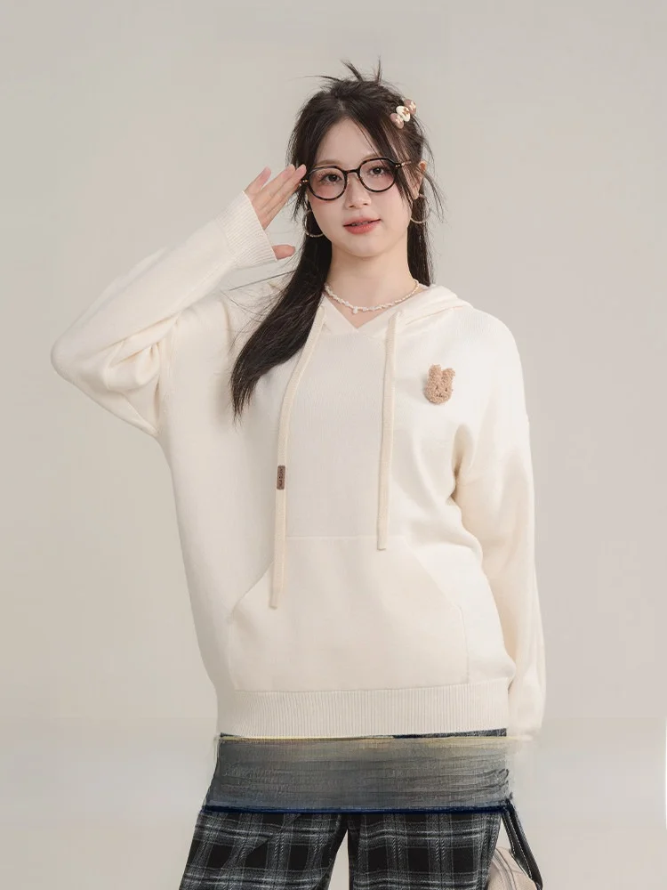 

Heynew: Женский вязаный свитер-худи больших размеров с карманами, повседневный зимний облегающий топ, вязаная одежда больших размеров, модная женская одежда