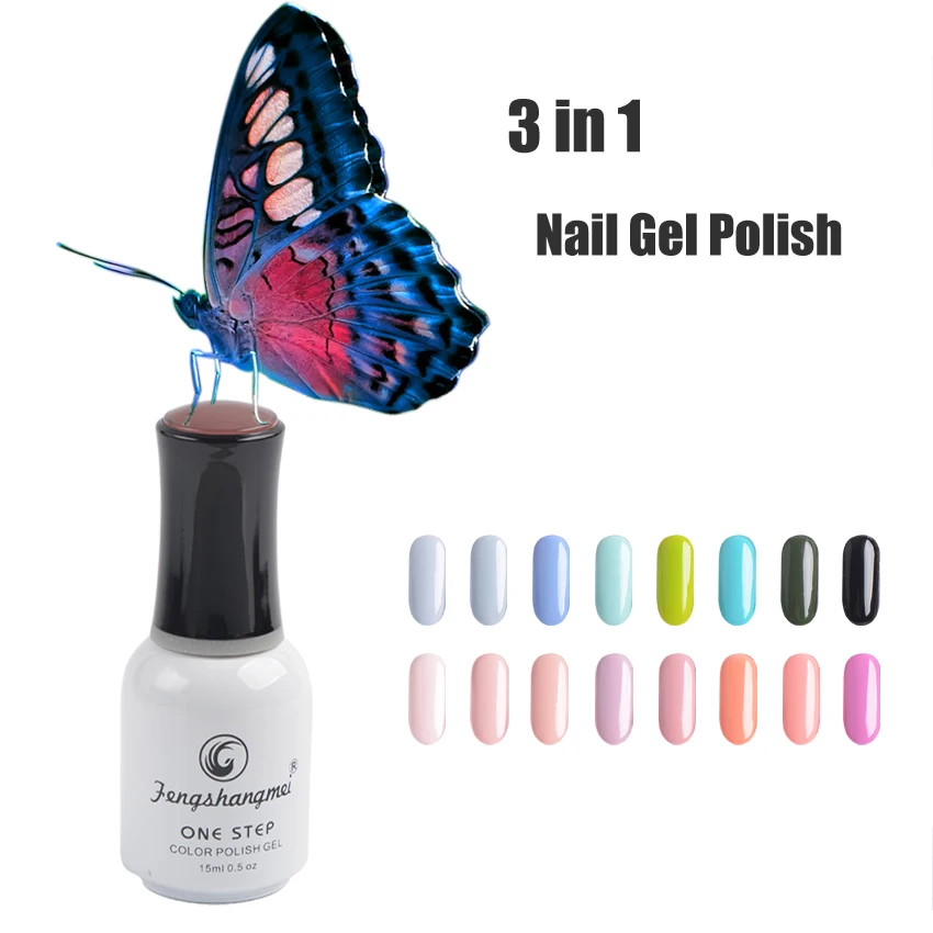 Gel-Nagellack, No Wipe Base Top Coat Color 3-in-1 One Step Gel Polish Nagelgel Soak Off LED UV für Nail Art Salon DIY Maniküre