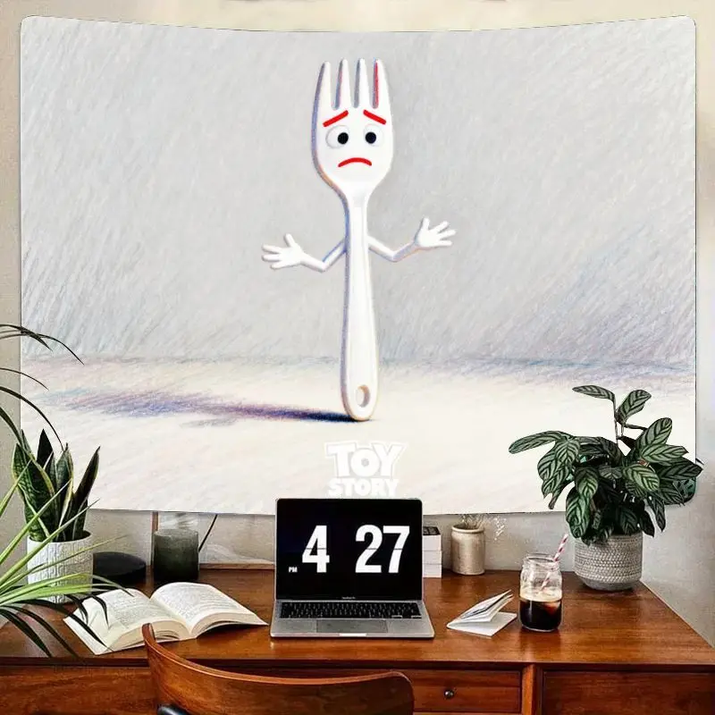 

1 шт. Disney Pixar Toy Story 4 Forky Tapestry, Cute Sad Forky Wall Art, забавный декор для детской комнаты, спальни, общежития, подарок для фанатов.