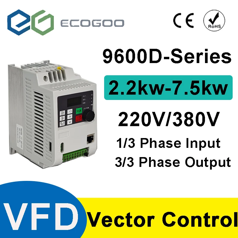 Economical VFD Variable Frequency Drive Converter Inverter 380V/220V 2.2KW-7.5KW Motor Speed Controller for Efficient Energy Use