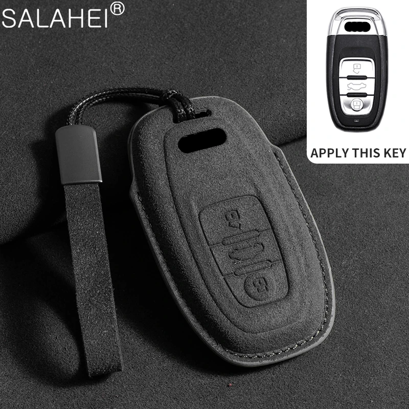 Suede Leather Car Key Case Cover For Audi A1 A3 A4 A5 A6 C7 A7 S3 S7 S8 R8 Q2 Q3 Q5 Q7 Q8 SQ5 TT RS3 RS6 A6L Keyring Accessories