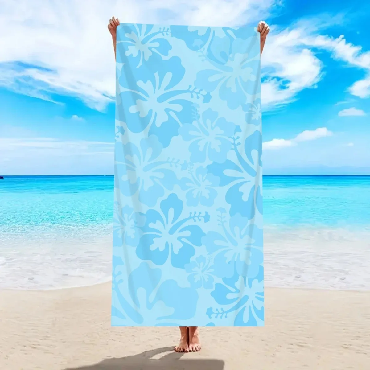 Tropical Pink Hibiscus Beach Towel Summer Floral Bath Towel Large Hawaiian Style Swimming Towel for Women Seaside Vacation Wrap