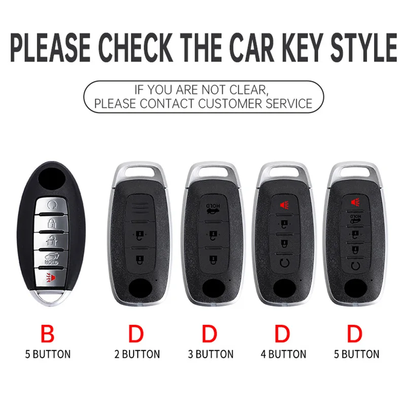 New Car Key Fob Cover with Keychain for Nissan Altima Sentra Maxima Rogue Armada Pathfinder Versa Smart Key 5 Buttons