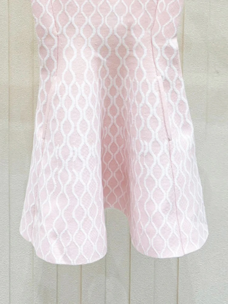 

Sweet Youthful Knitted Dr with Belt High Waist A-Line Skirt No Sve ort Length Diamond Patterned Maje Migi Brand