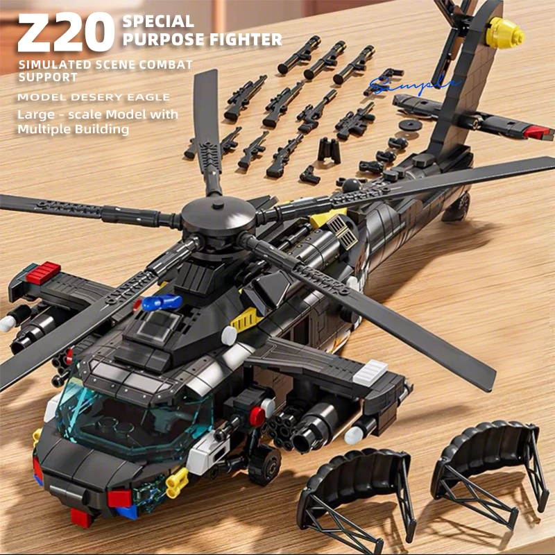 Klocki konstrukcyjne Myśliwiec Miasto Wojsko Policja Seria Z20 Specjalny Model Samolotu Myśliwca Prezent Urodzinowy Zabawka dla Dzieci Chłopców