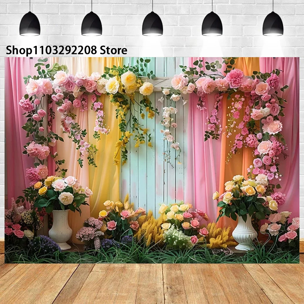 Colour Flower Wall Theme Rose Garden Castle Butterfly Birthday Wedding Newborn Baby Shower Portrait Photography Backdrop Props