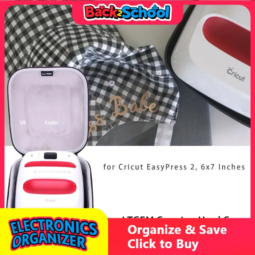 

LTGEM EVA Black Carrying Hard Case for Cricut EasyPress 2, 6x7 Inches