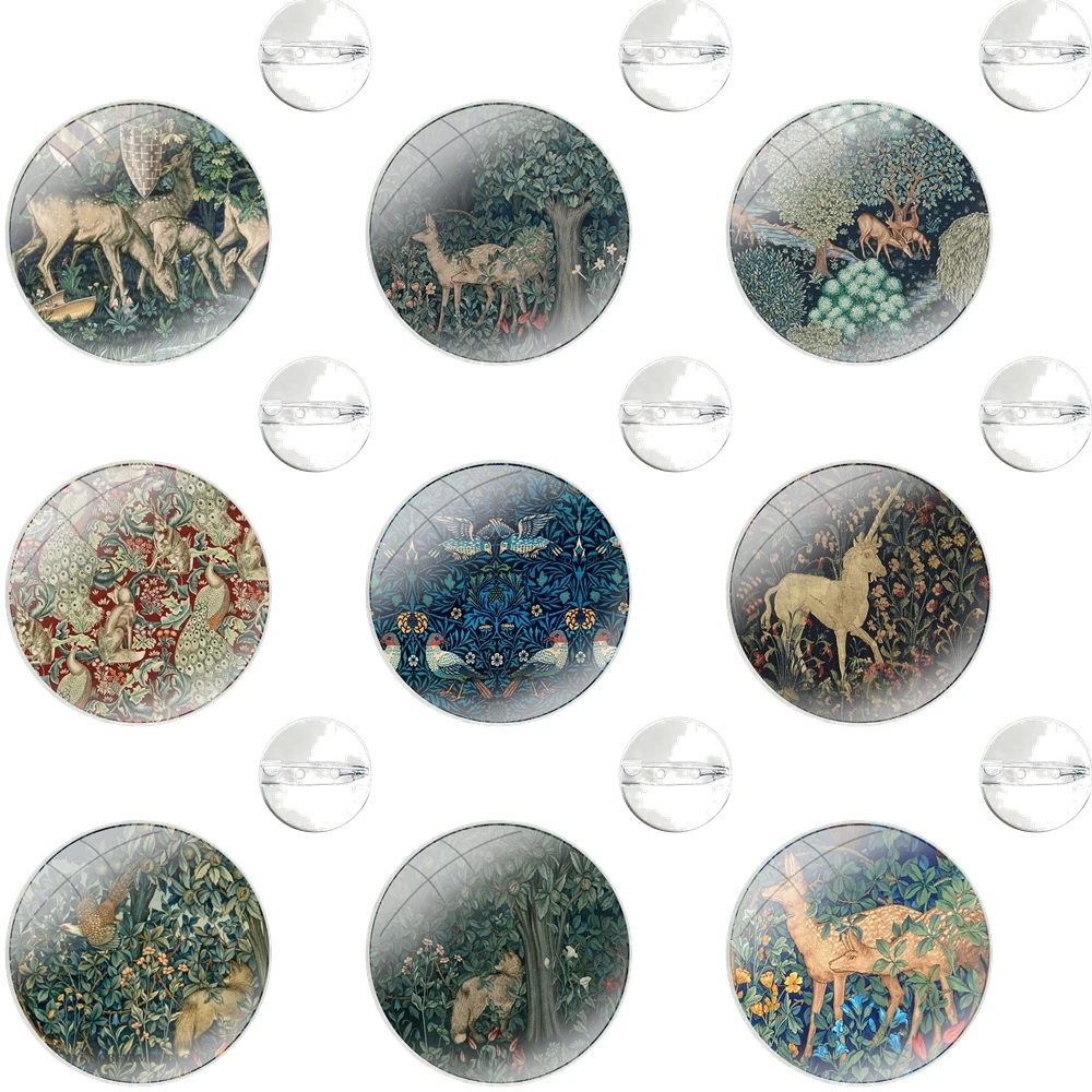 Broches en métal d'insigne d'épingles pour des vêtements, cadeau de décoration de sac à dos, William, instabilité, animaux de la forêt, renard et oiseaux