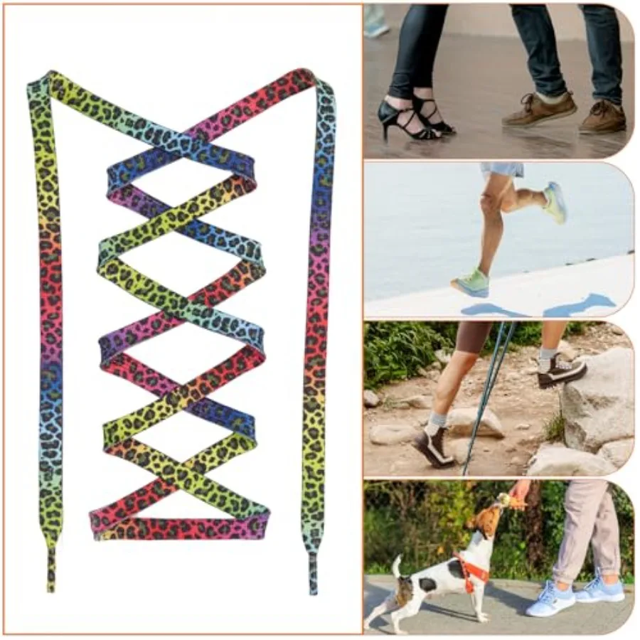 1 P 55 In Leopard Print Raiow رقيقة مسطحة للأحذية الرياضية سلاسل الأحذية الملونة للأحذية الرياضية الدائري وأحذية المدربين الرياضية Lei #5