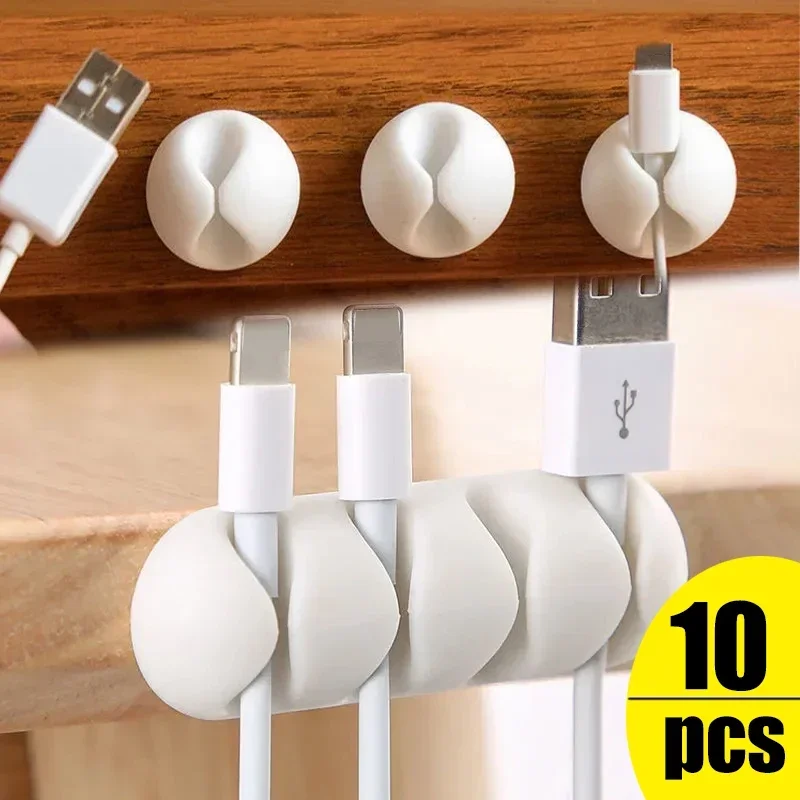 Self-Adhesive Silicone Cable Clips USB Cord Organizer Holder for Home Office Desktop Wire Management Tidy