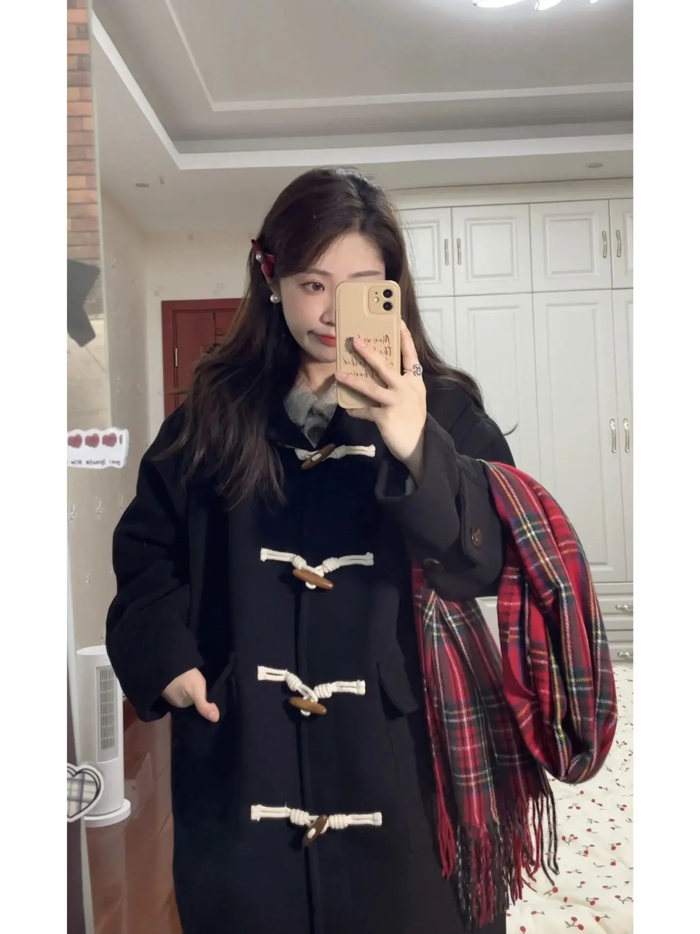 Bla casaco de lã com chapéu de comprimento médio feminino sle versão coreana botão design outono inverno nova chegada faion tendência